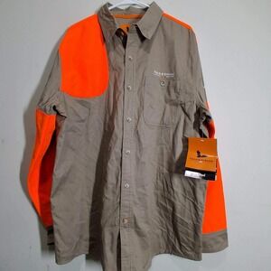 Field & Stream Shooting Shirt Mens XL Tan Orange hydroRepel Long Sleeve NWT